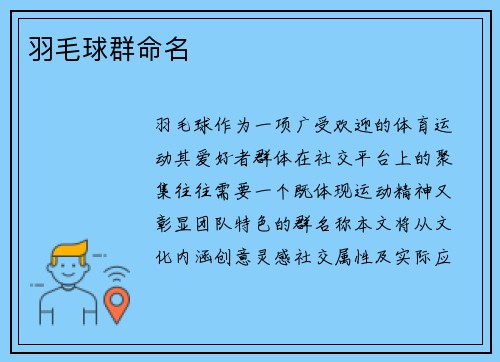 羽毛球群命名